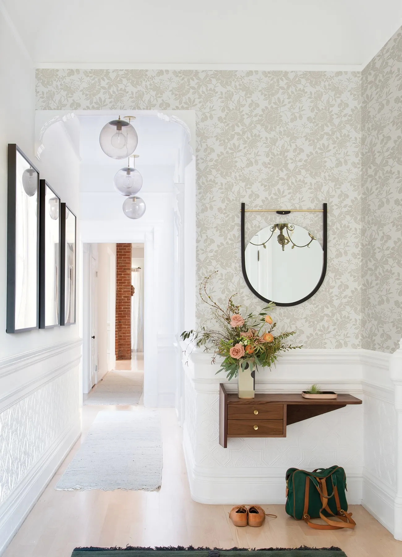 Helen Light Green Floral Trail Wallpaper