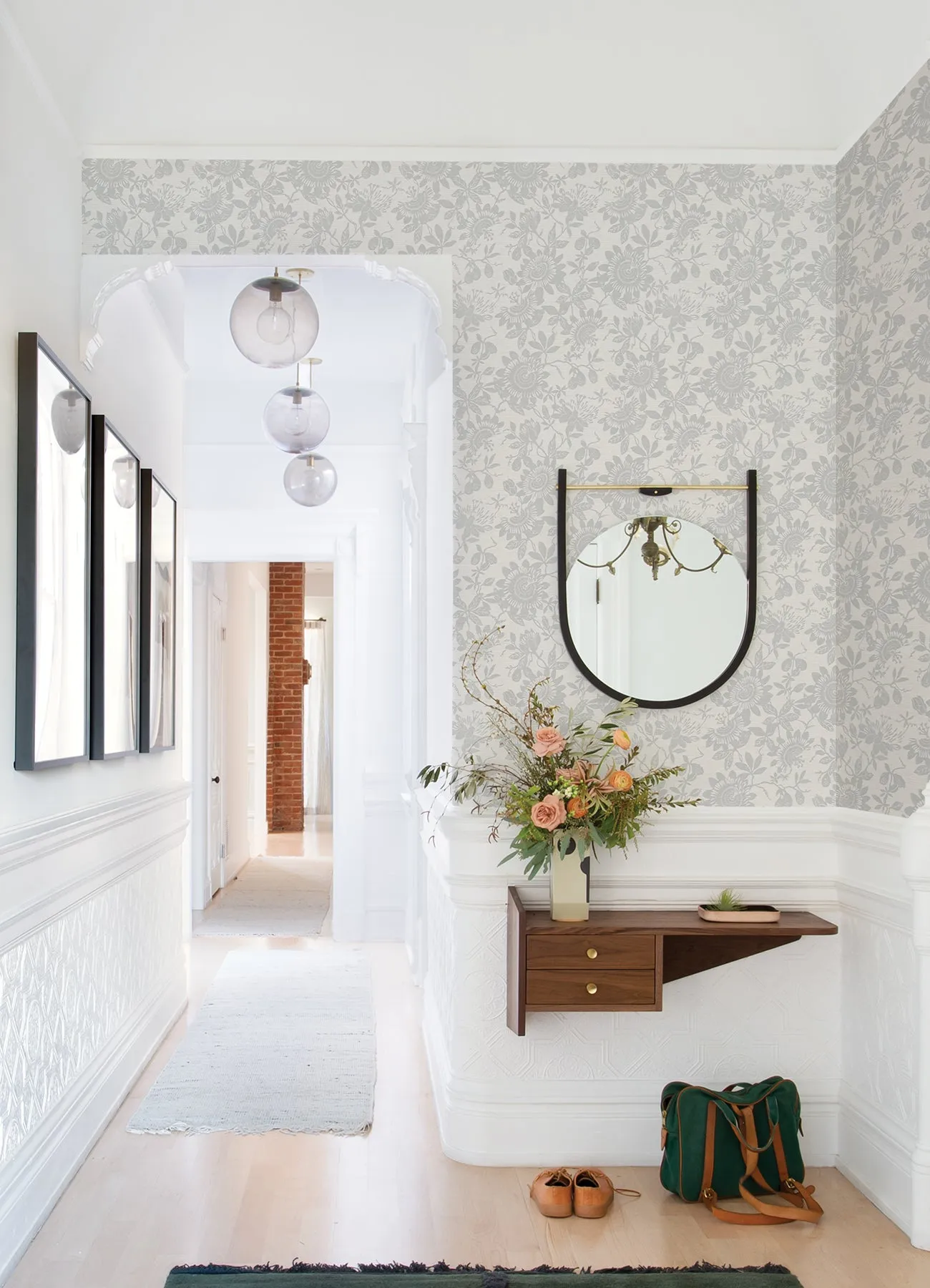 Helen Light Green Floral Trail Wallpaper