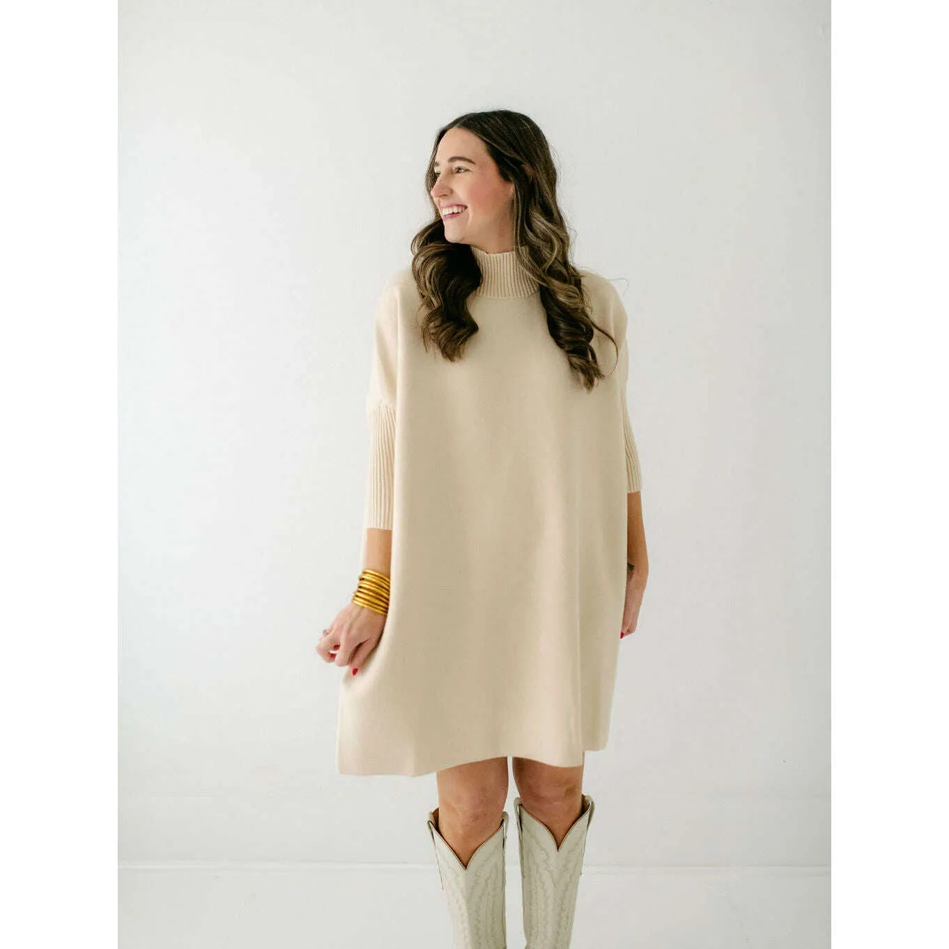 Kerisma Knits Aja Sweater Dress in Ecru