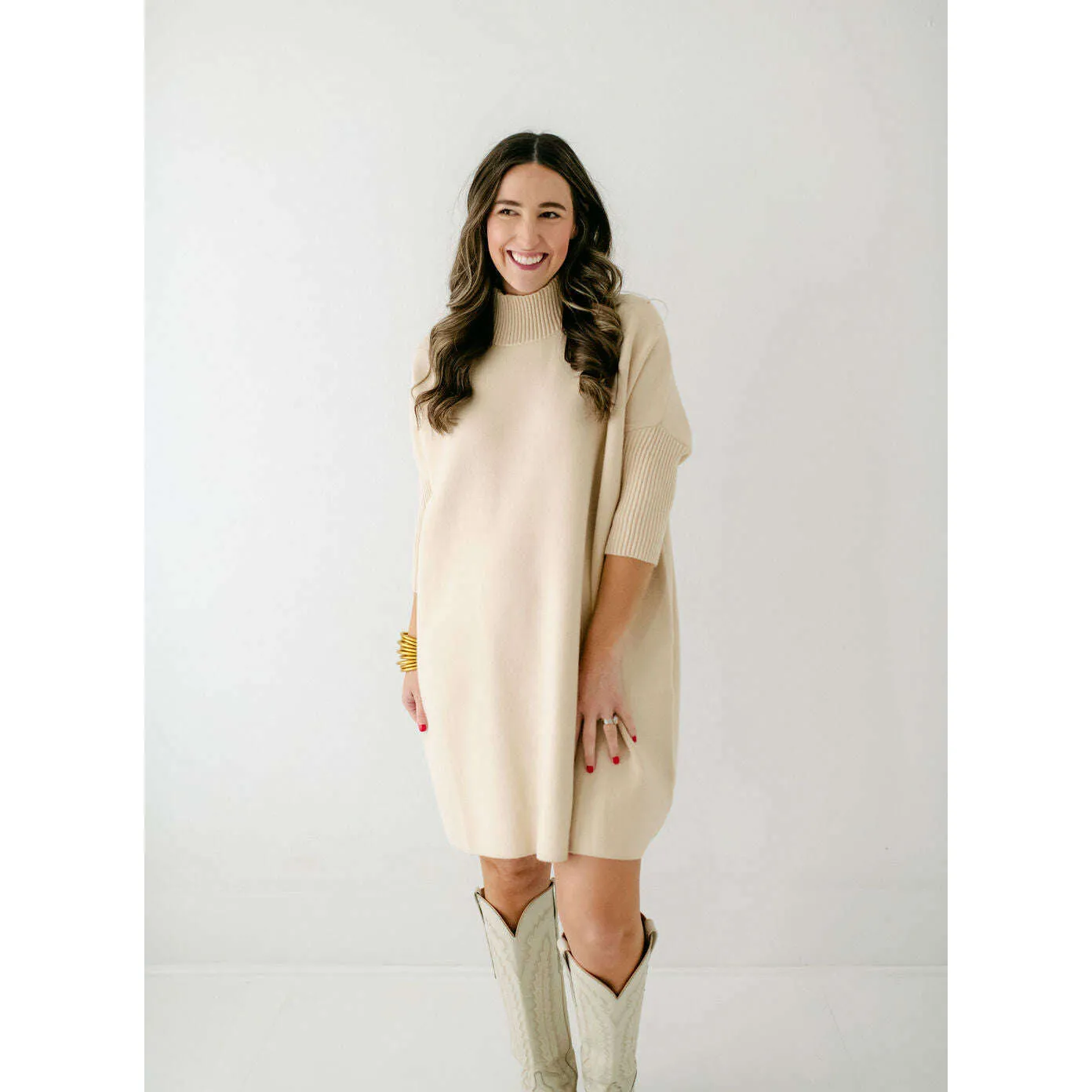 Kerisma Knits Aja Sweater Dress in Ecru