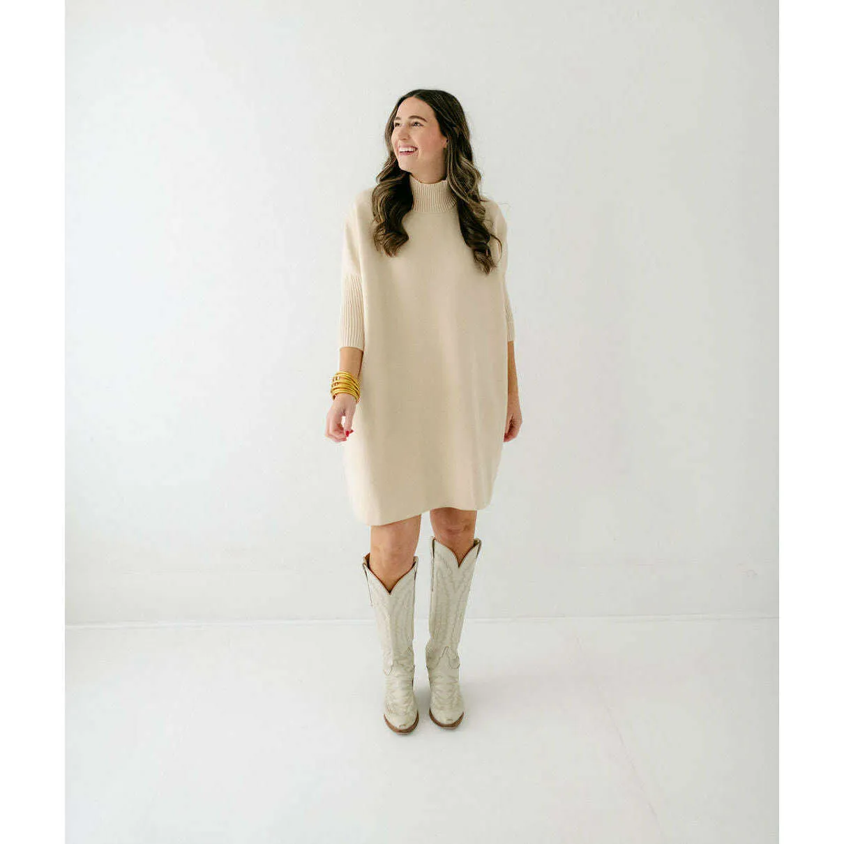 Kerisma Knits Aja Sweater Dress in Ecru