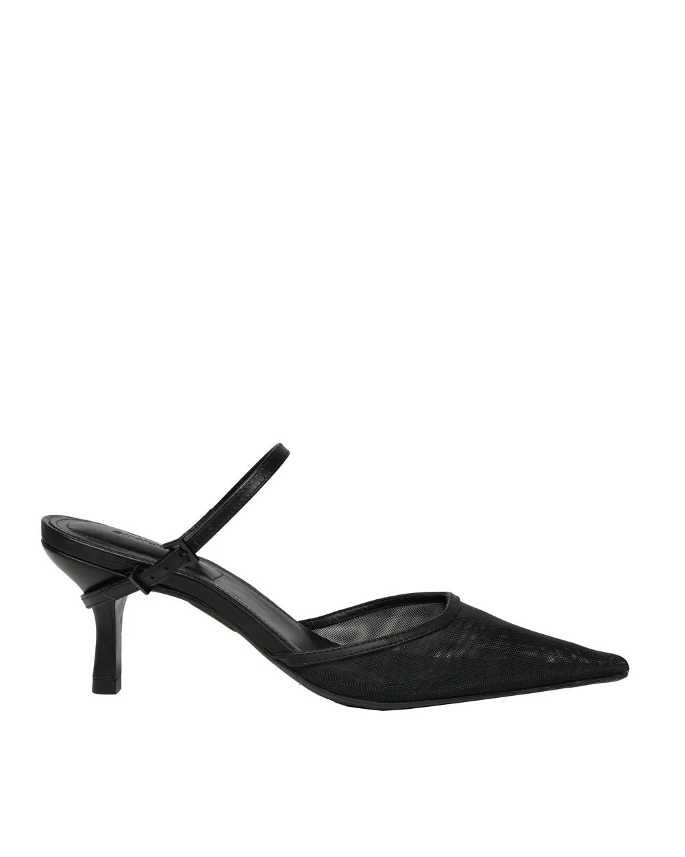 Kieran Mesh and Leather Buckle Pump in Black