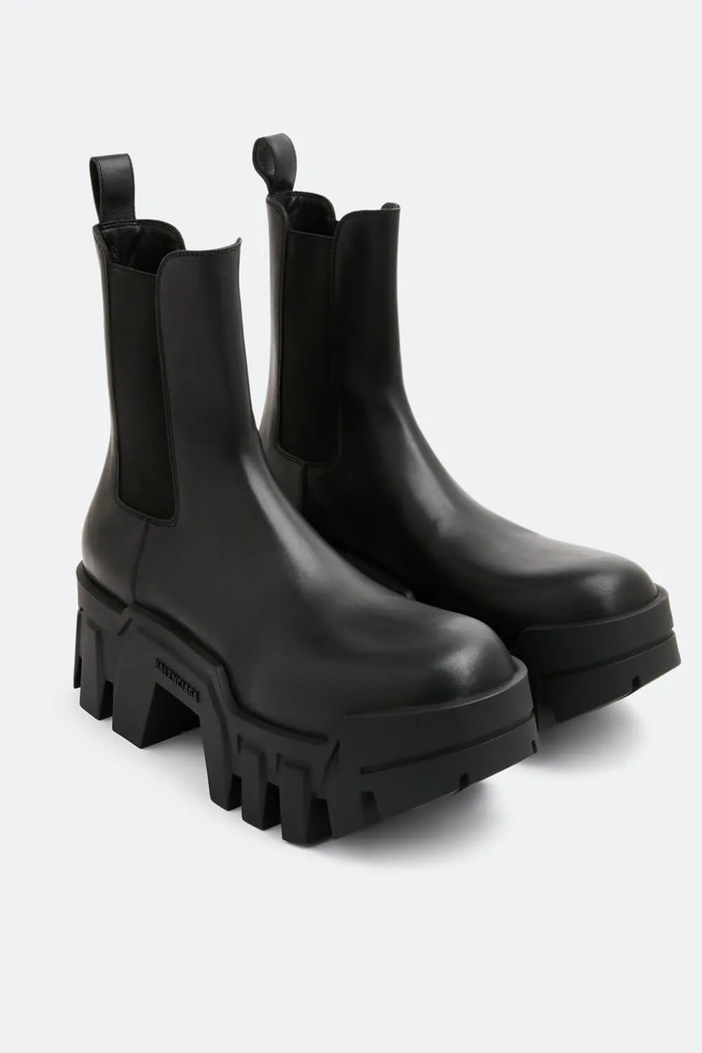 Leather Chunky Platform Ankle Boots - Black