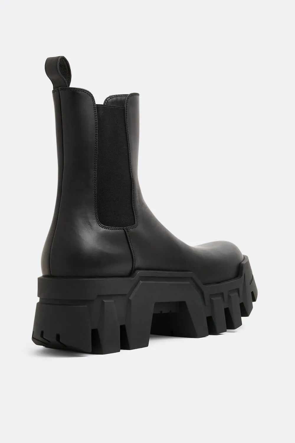 Leather Chunky Platform Ankle Boots - Black