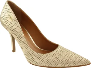 Leather Scarpin Golden Weave - Luz da Lua