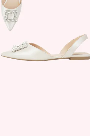 Leoni Pearl Buckle Flats