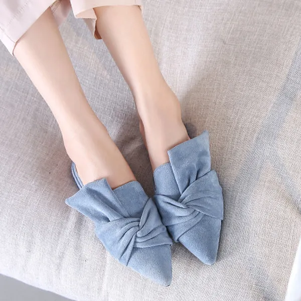 Milani Bowtie Suede Mule Slippers - 3 Colors