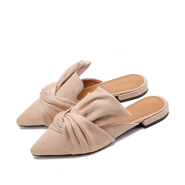 Milani Bowtie Suede Mule Slippers - 3 Colors