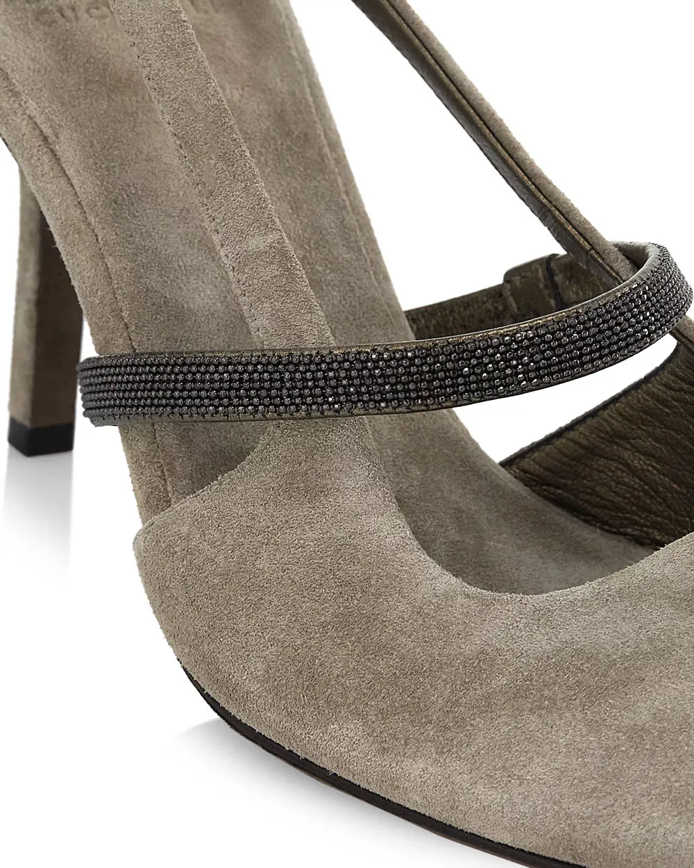 Monili Strap Slingback Pump in Light Grey