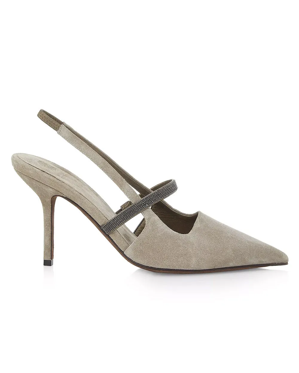Monili Strap Slingback Pump in Light Grey