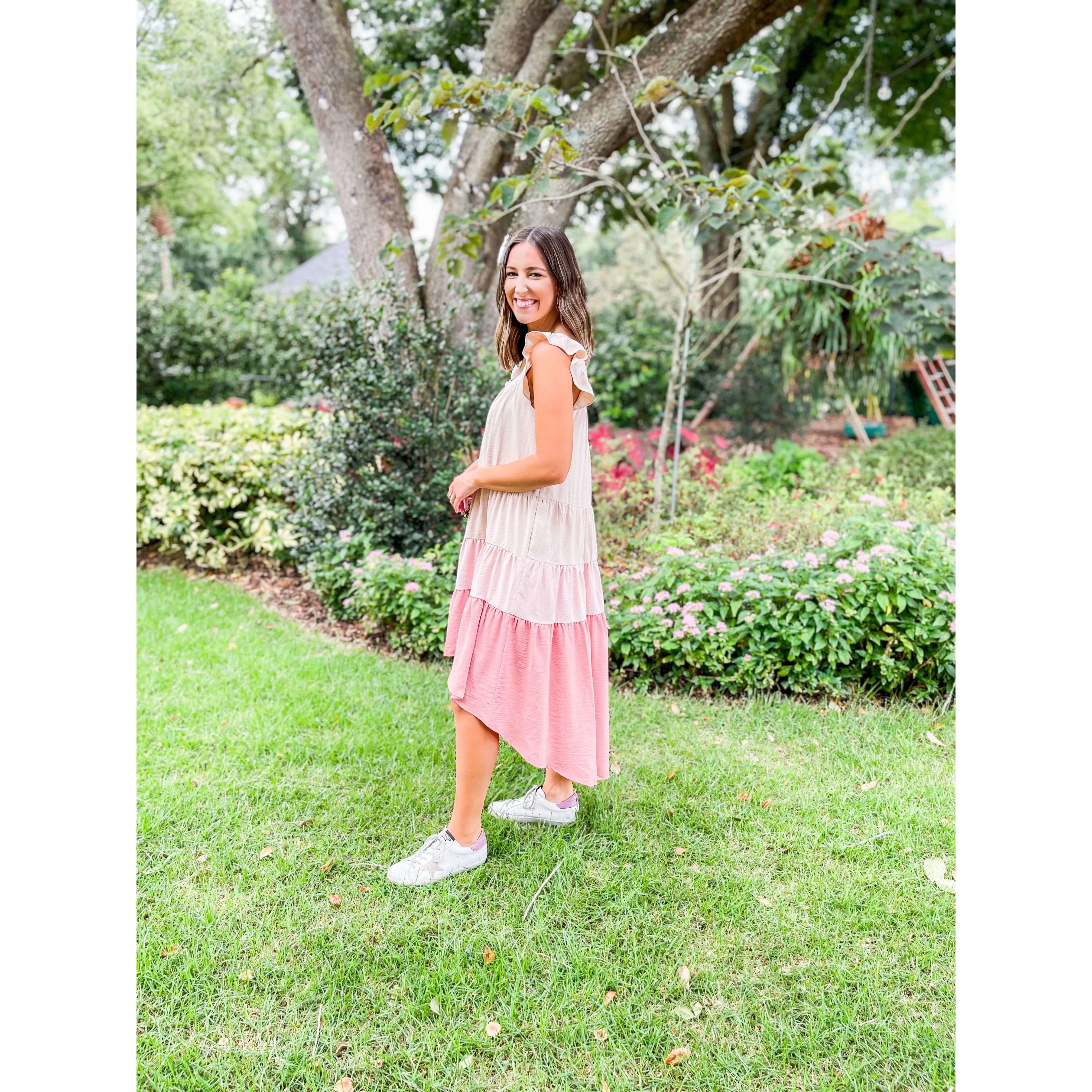 Moodie Lucy Colorblock Tiered Dress