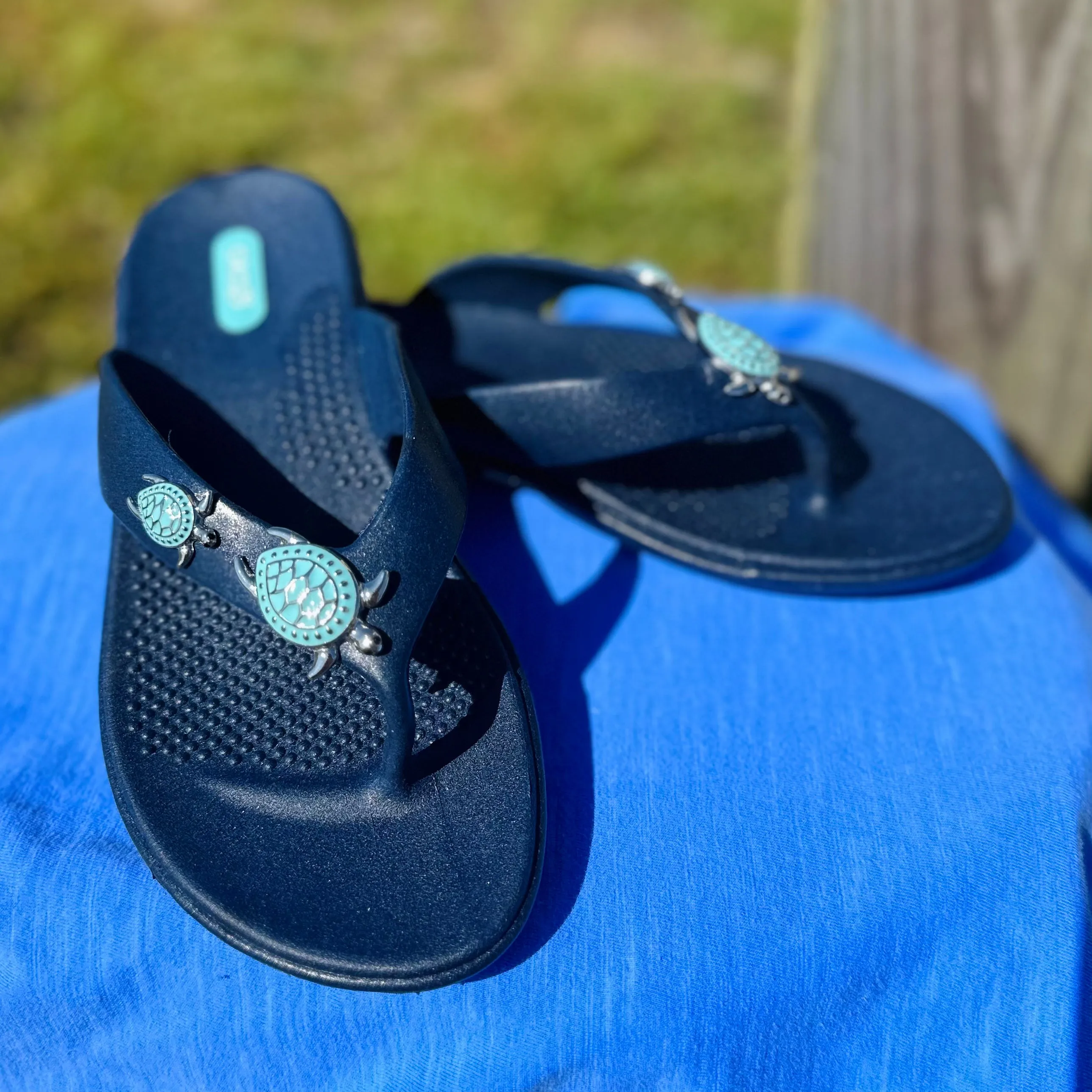 OkaB Theresa Navy Turtle Sandals