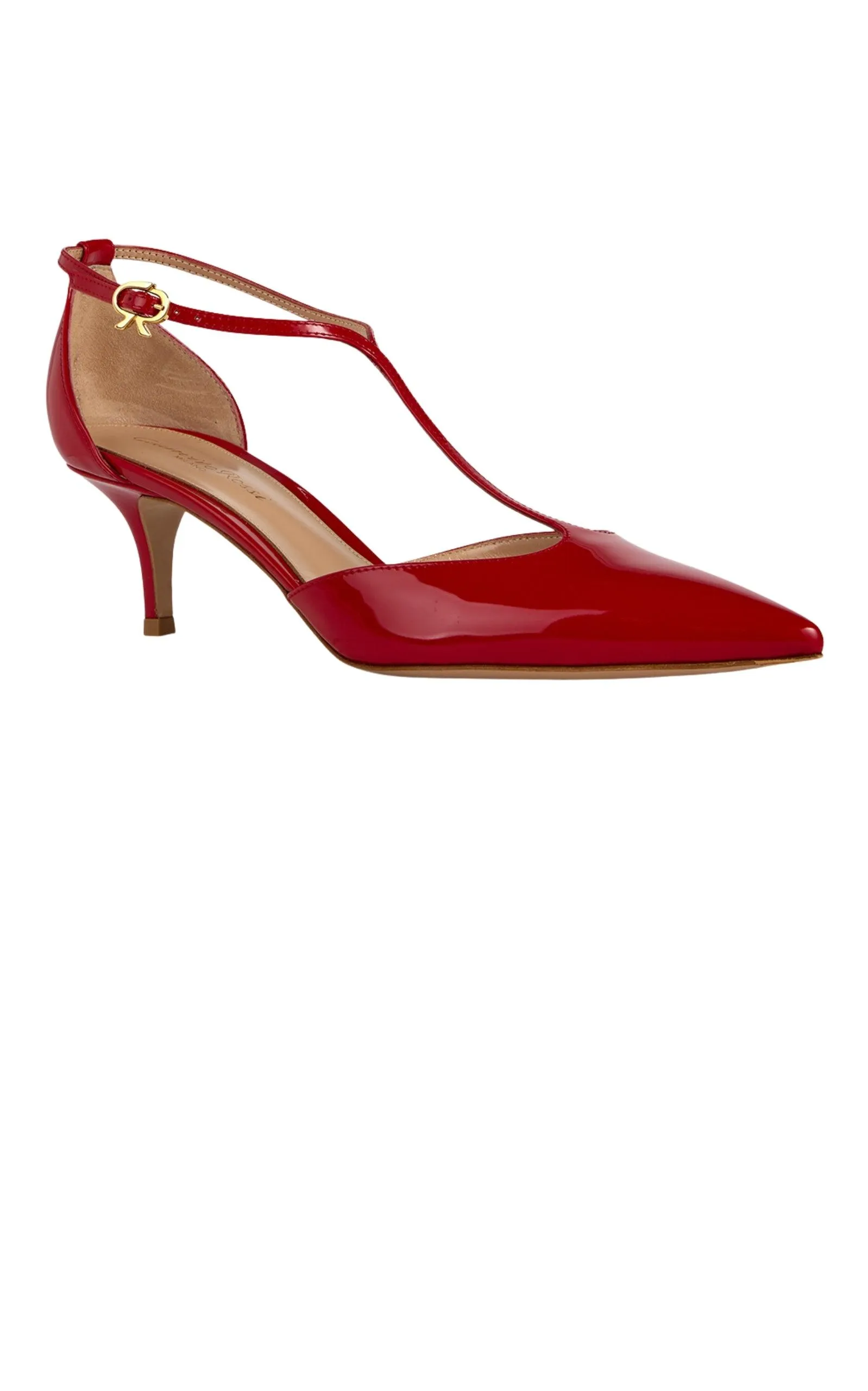 Ribbon T-bar Patent Leather Pumps