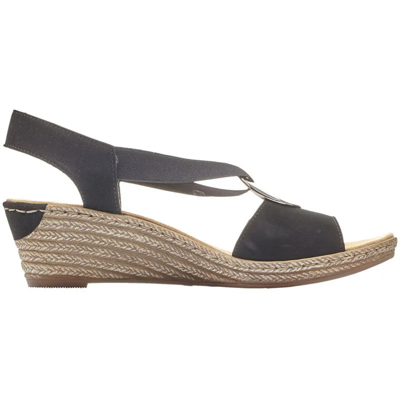 Rieker Fanni H6 Wedge Sandal Black (Women's)