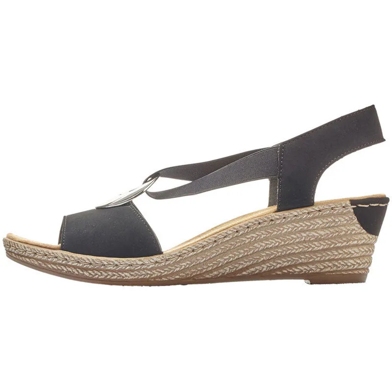 Rieker Fanni H6 Wedge Sandal Black (Women's)