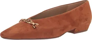 Sam Edelman Jenica Frontier Brown Chain Details Slip On Pointed Toe Dress Flats