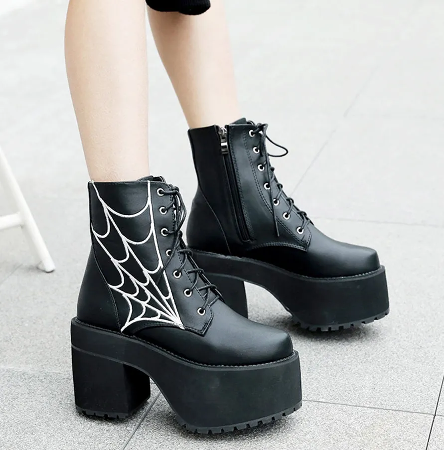 Spider Web Gothic Boots