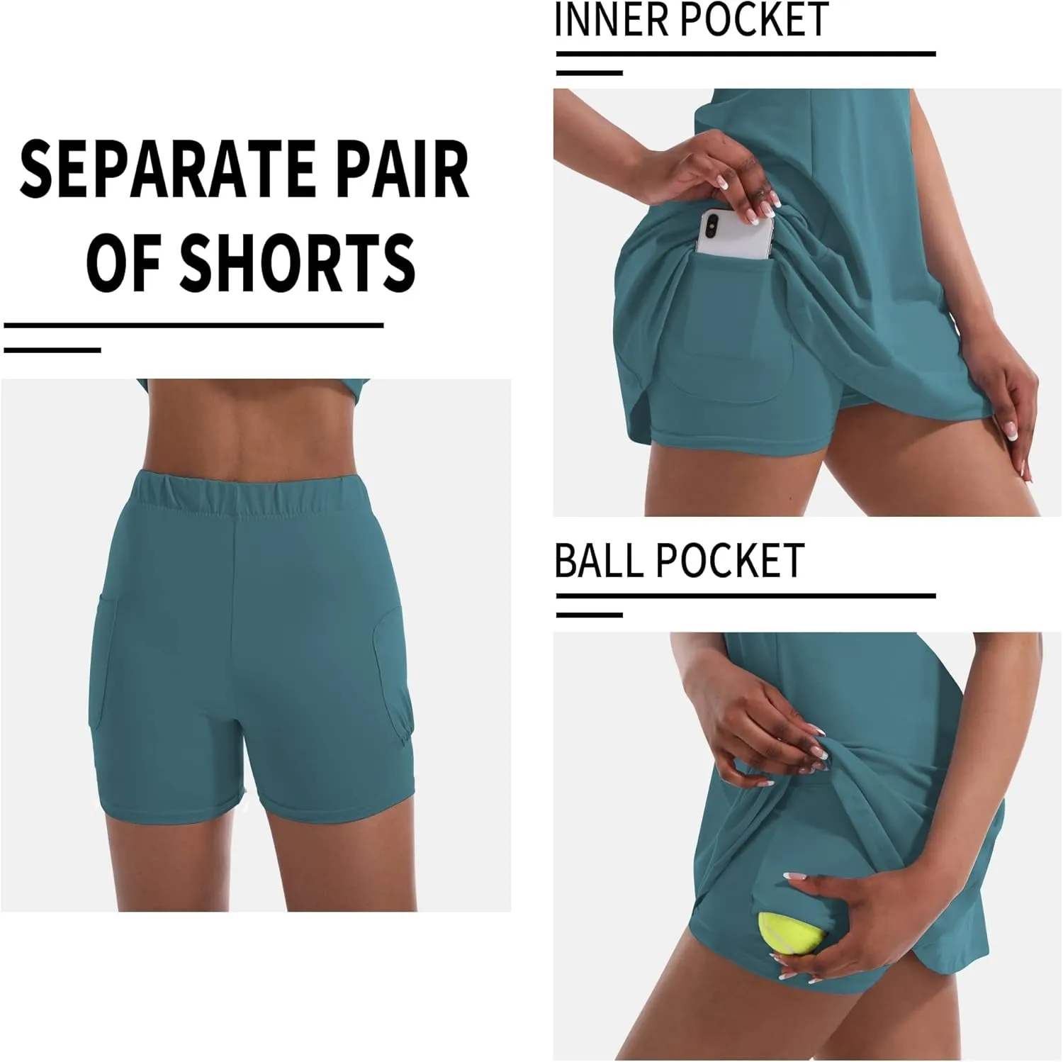 Tennis Dress for Women, Tennis Golf Dresses with Built in Shorts and Pockets for Sleeveless Workout Athletic Dresses