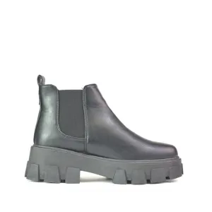 Womens Chelsea Platform Ankle Boots  Black Pu