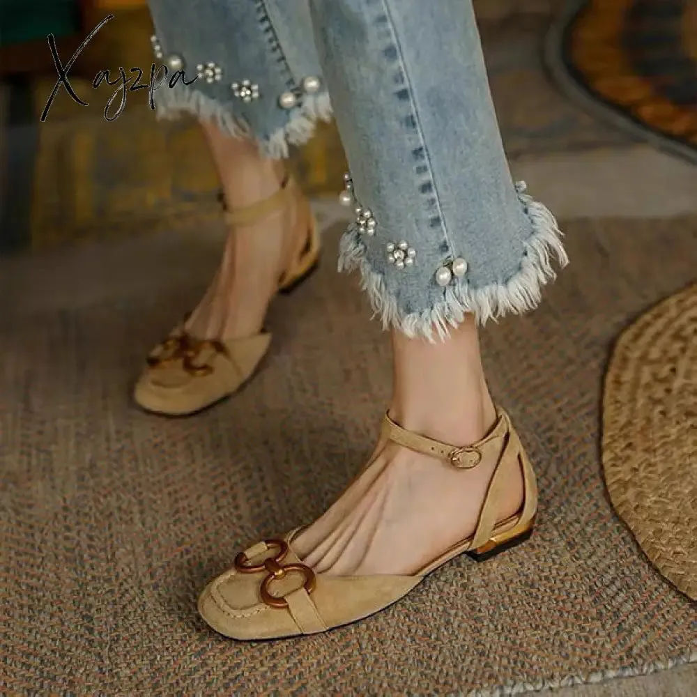 Xajzpa - Womens Fashion Slingback Flats Daily Closed Toe Sandals